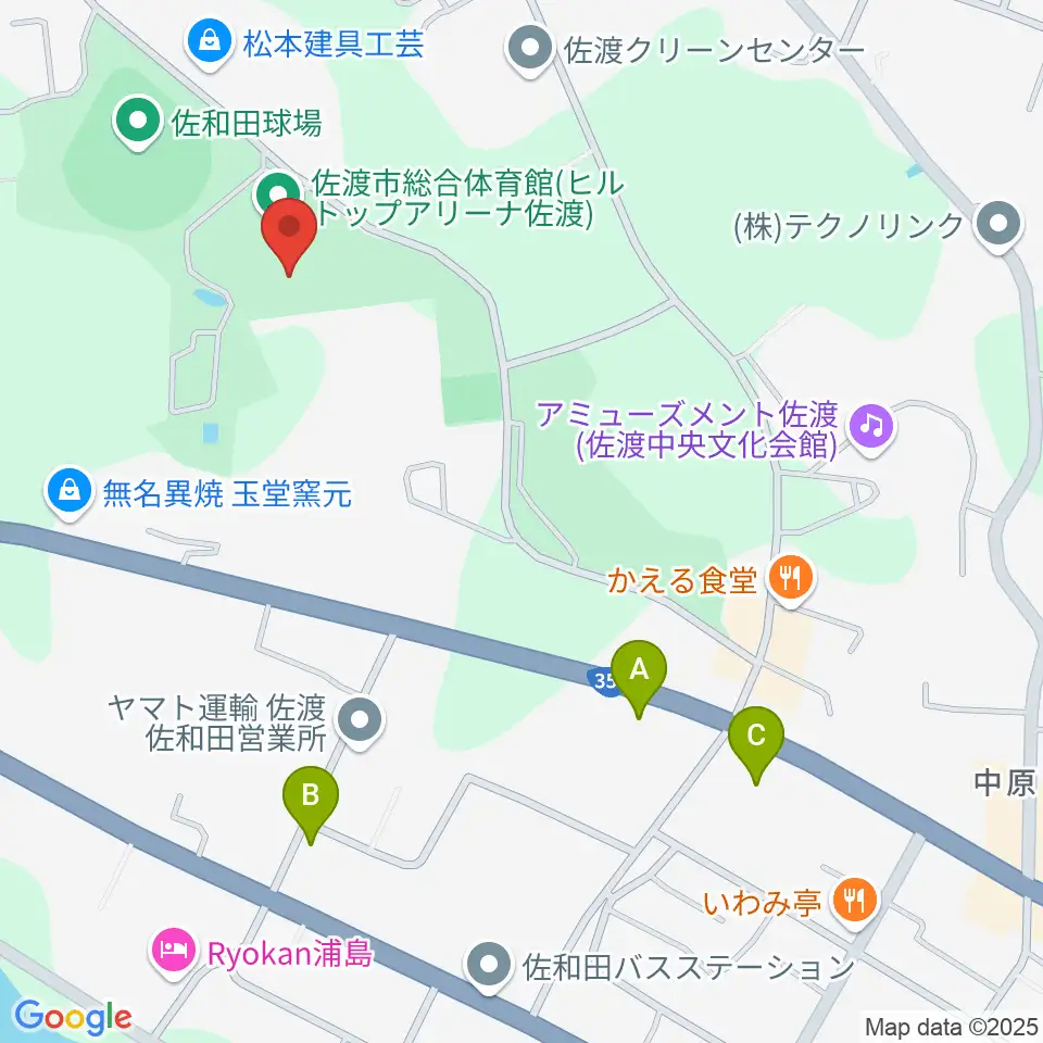 ヒルトップアリーナ佐渡周辺の駐車場・コインパーキング一覧地図