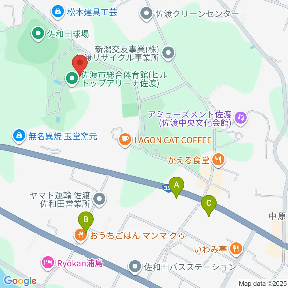 ヒルトップアリーナ佐渡周辺の駐車場・コインパーキング一覧地図