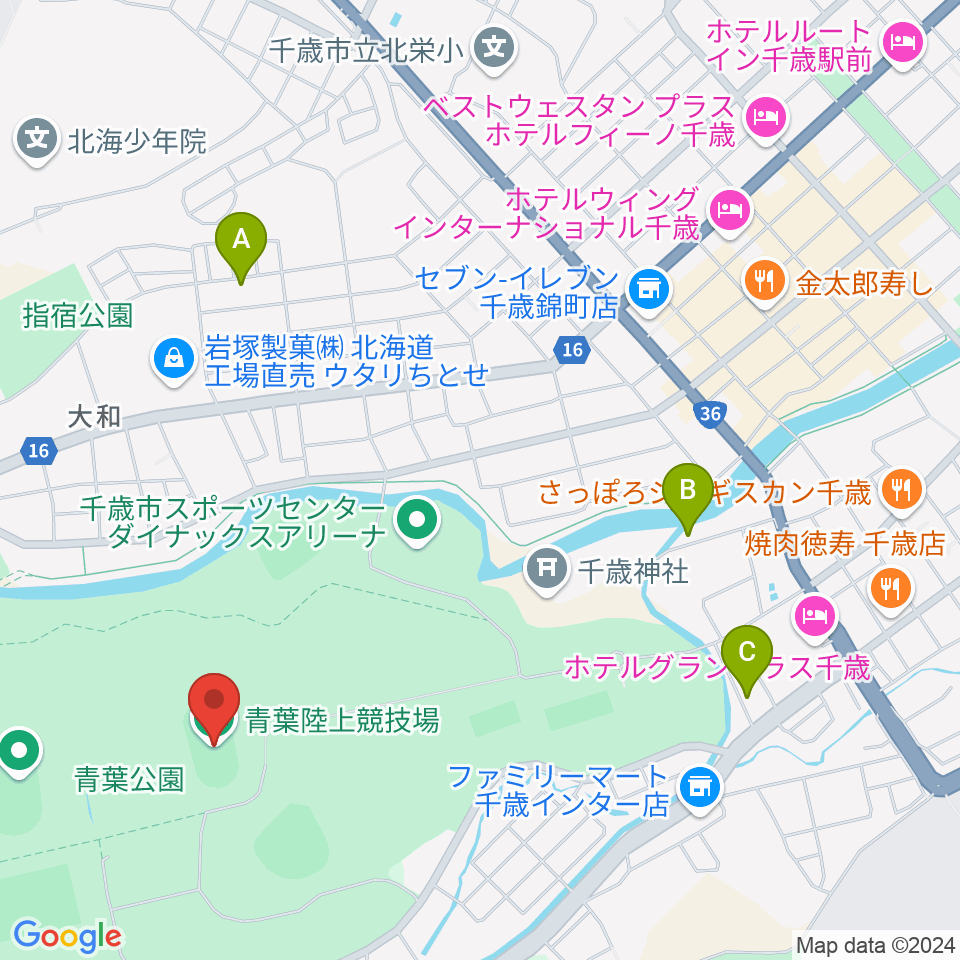 青葉陸上競技場周辺の駐車場・コインパーキング一覧地図