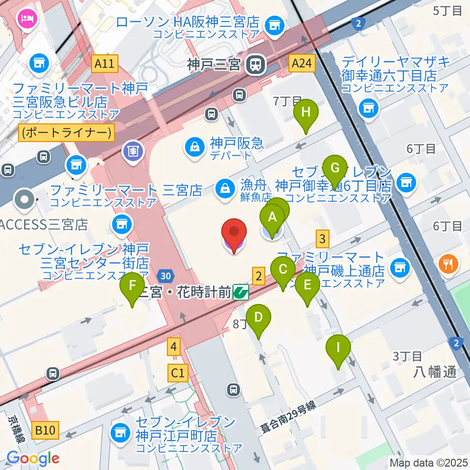 キノシネマ神戸国際周辺の駐車場・コインパーキング一覧地図
