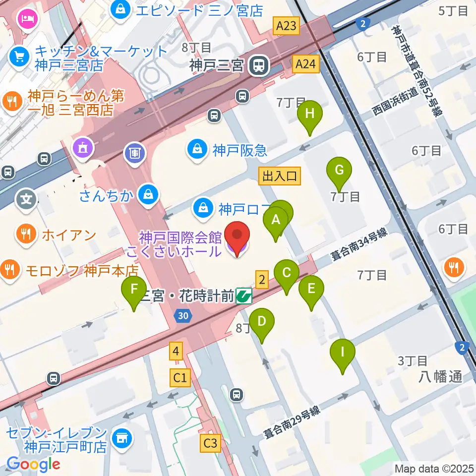 キノシネマ神戸国際周辺の駐車場・コインパーキング一覧地図