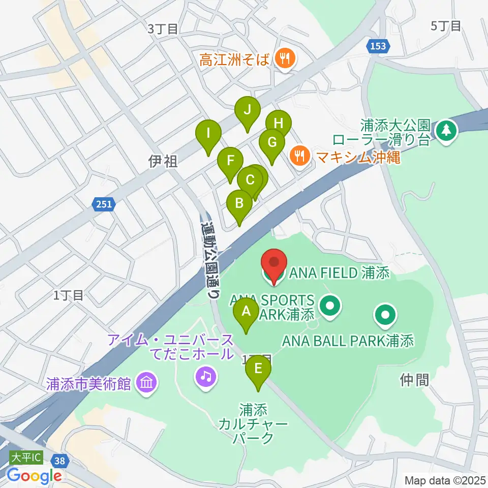ANA FIELD 浦添周辺の駐車場・コインパーキング一覧地図