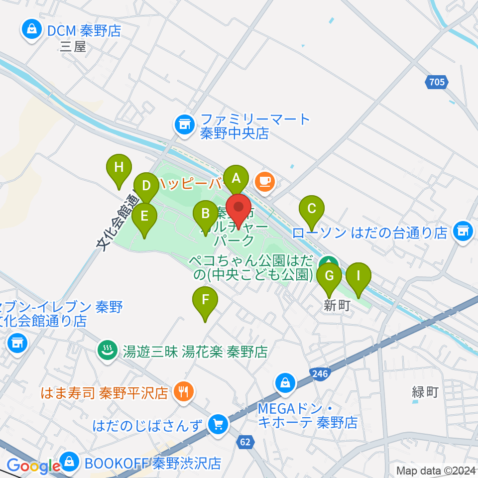 秦野市カルチャーパーク陸上競技場周辺の駐車場・コインパーキング一覧地図