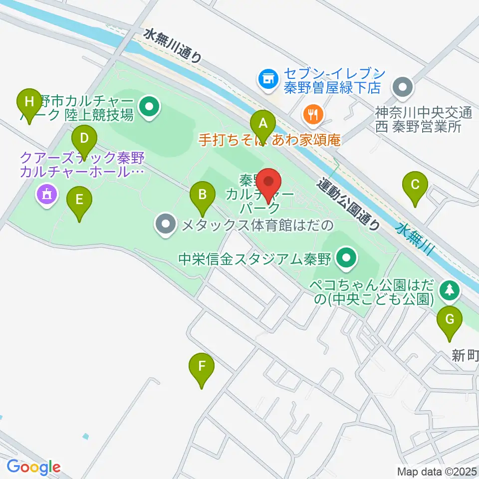 秦野市カルチャーパーク陸上競技場周辺の駐車場・コインパーキング一覧地図
