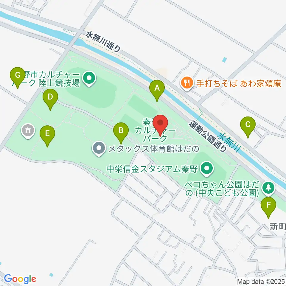 秦野市カルチャーパーク陸上競技場周辺の駐車場・コインパーキング一覧地図