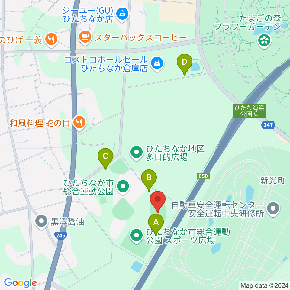 ひたちなか市陸上競技場周辺の駐車場・コインパーキング一覧地図