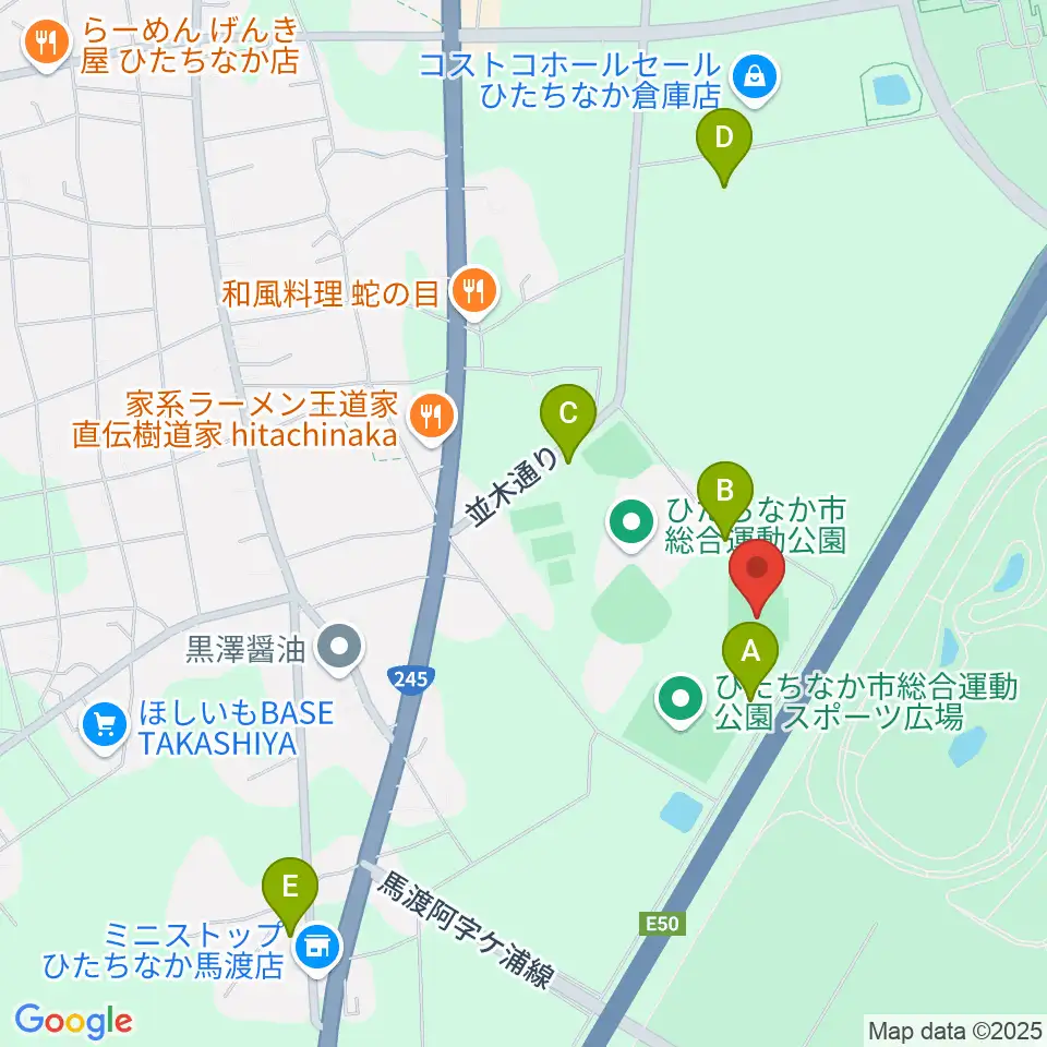 ひたちなか市陸上競技場周辺の駐車場・コインパーキング一覧地図