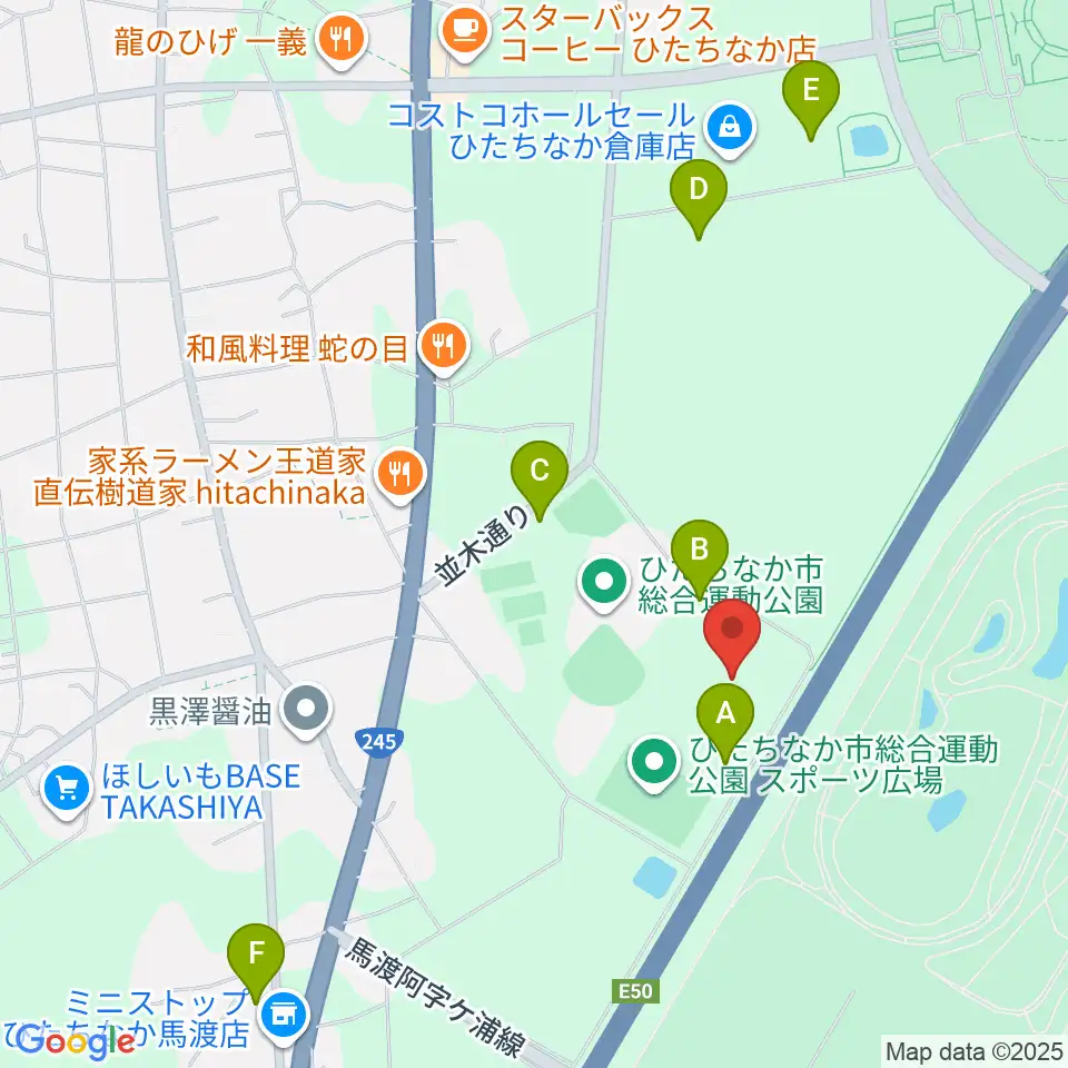 ひたちなか市陸上競技場周辺の駐車場・コインパーキング一覧地図
