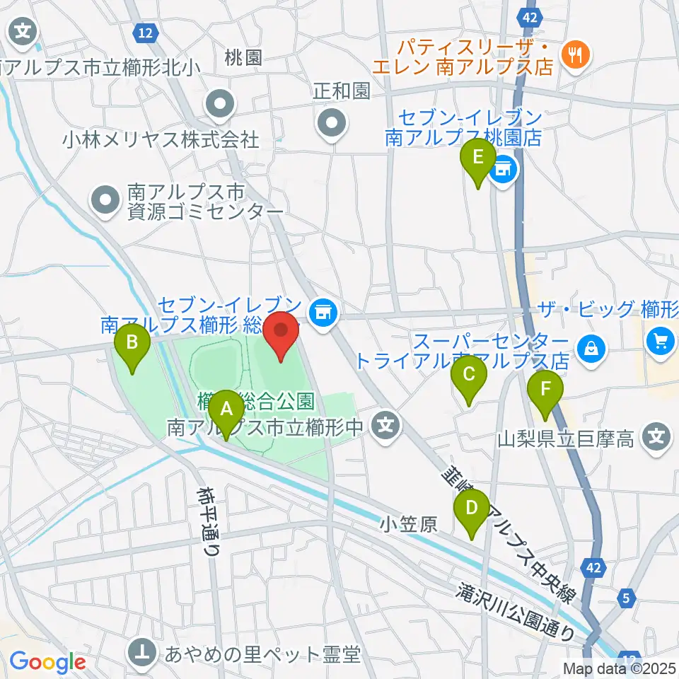 日世 南アルプススタジアム周辺の駐車場・コインパーキング一覧地図