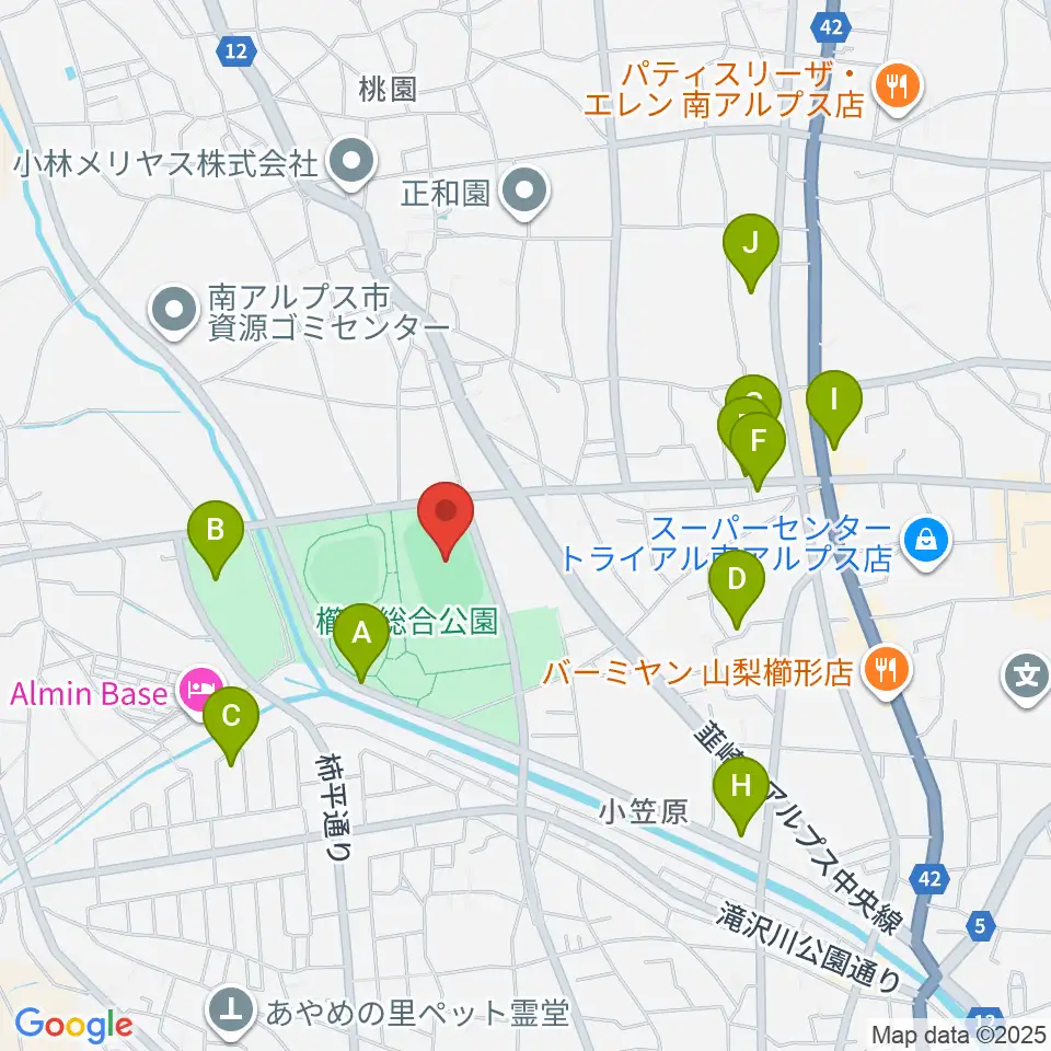 日世 南アルプススタジアム周辺の駐車場・コインパーキング一覧地図
