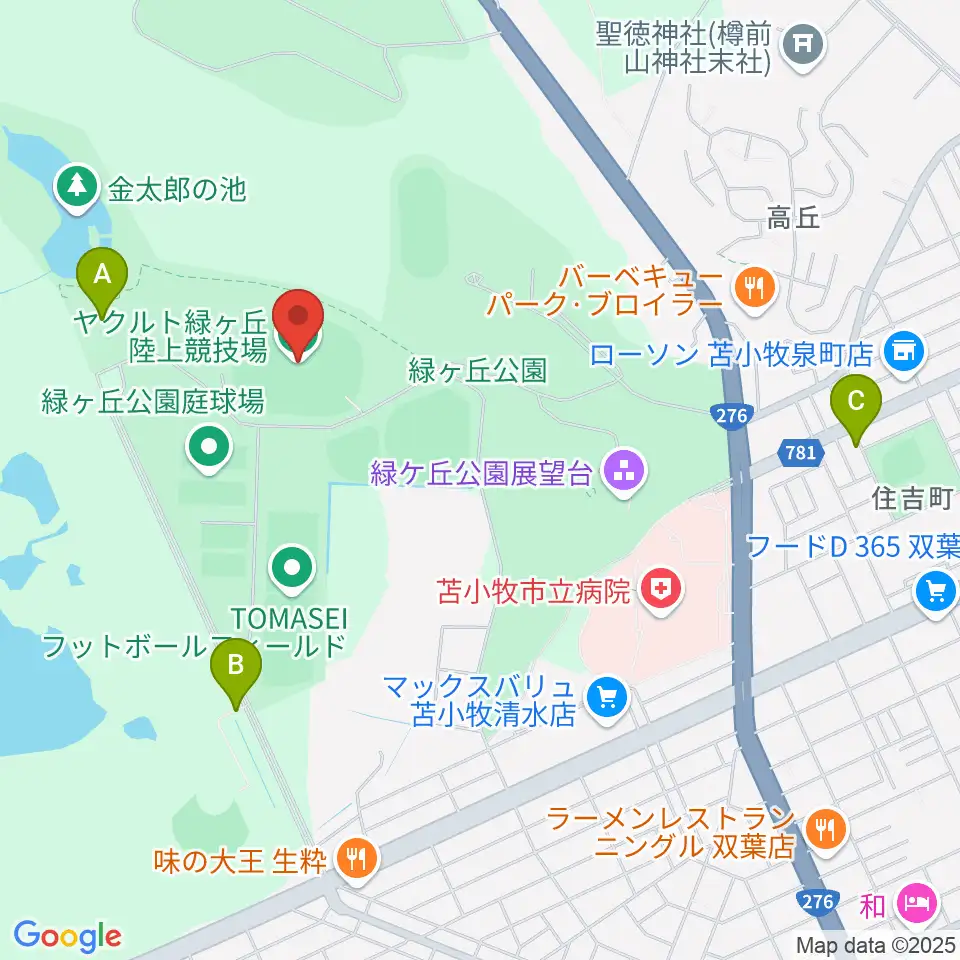 ヤクルト緑ケ丘陸上競技場周辺の駐車場・コインパーキング一覧地図