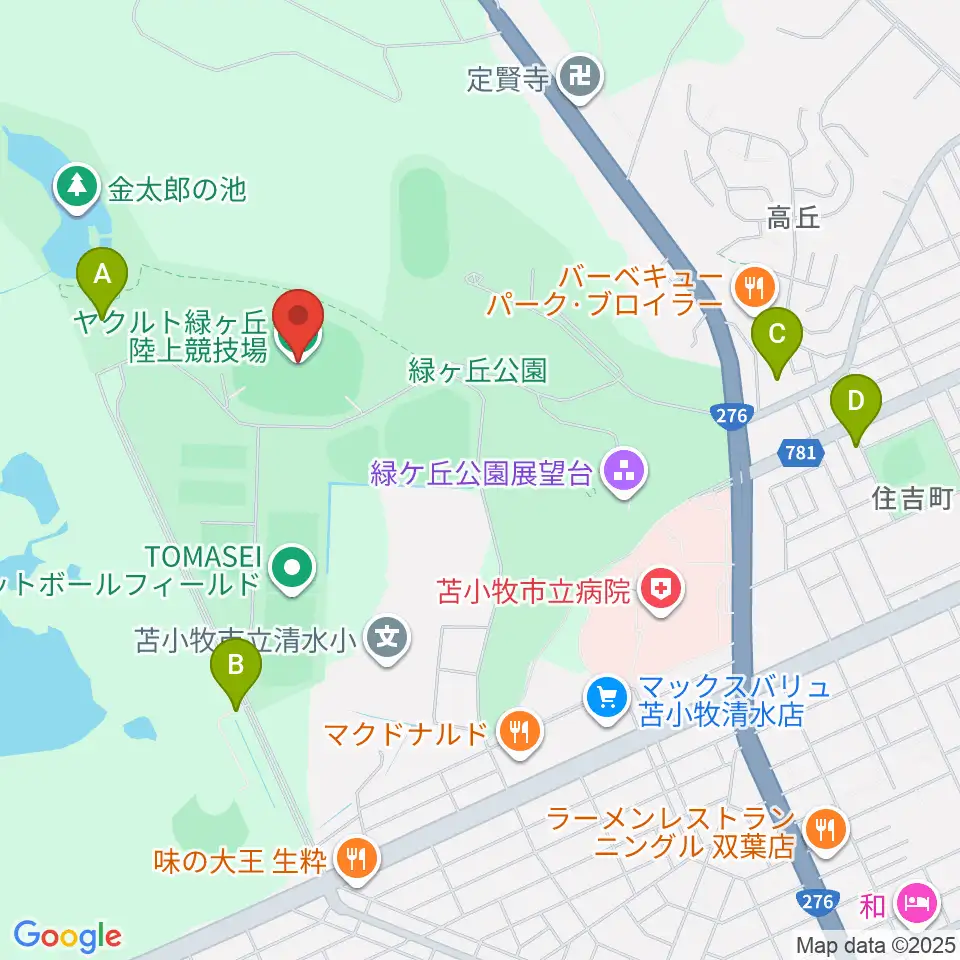 ヤクルト緑ケ丘陸上競技場周辺の駐車場・コインパーキング一覧地図