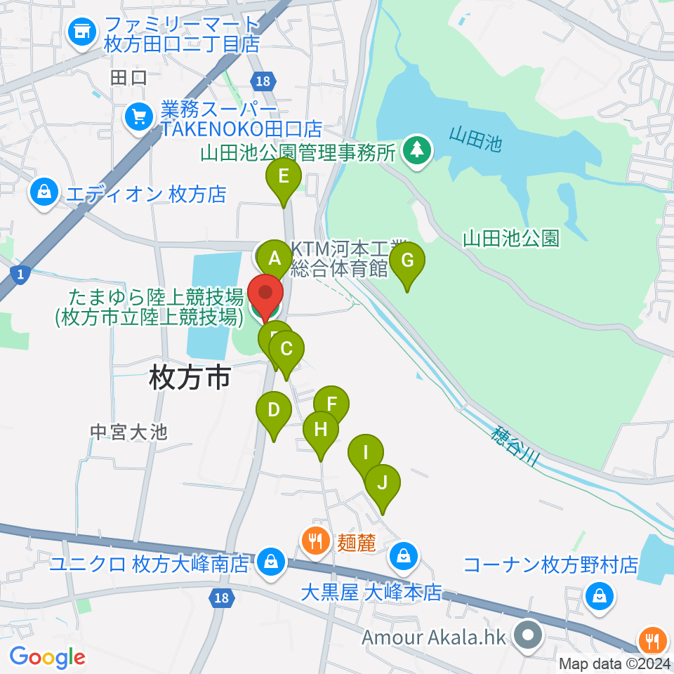 たまゆら陸上競技場周辺の駐車場・コインパーキング一覧地図