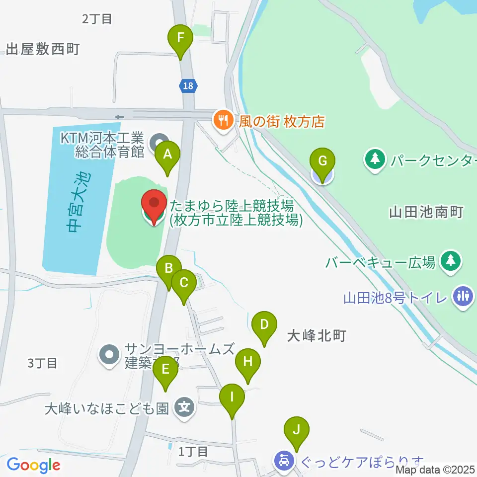 たまゆら陸上競技場周辺の駐車場・コインパーキング一覧地図