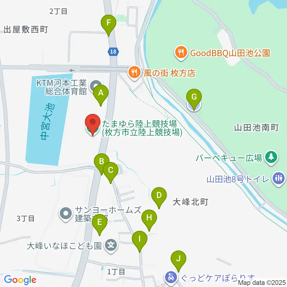 たまゆら陸上競技場周辺の駐車場・コインパーキング一覧地図