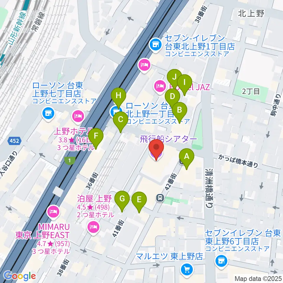 飛行船シアター周辺の駐車場・コインパーキング一覧地図