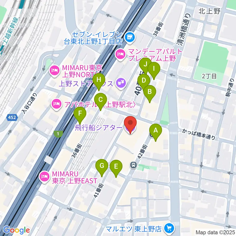 飛行船シアター周辺の駐車場・コインパーキング一覧地図