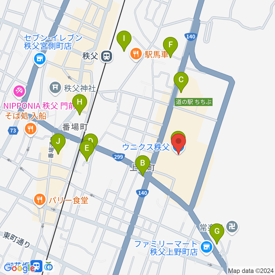 ユナイテッド・シネマ　ウニクス秩父周辺の駐車場・コインパーキング一覧地図