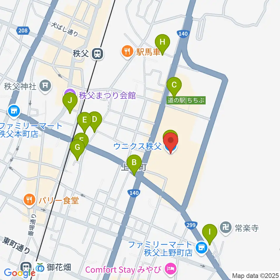 ユナイテッド・シネマ ウニクス秩父周辺の駐車場・コインパーキング一覧地図
