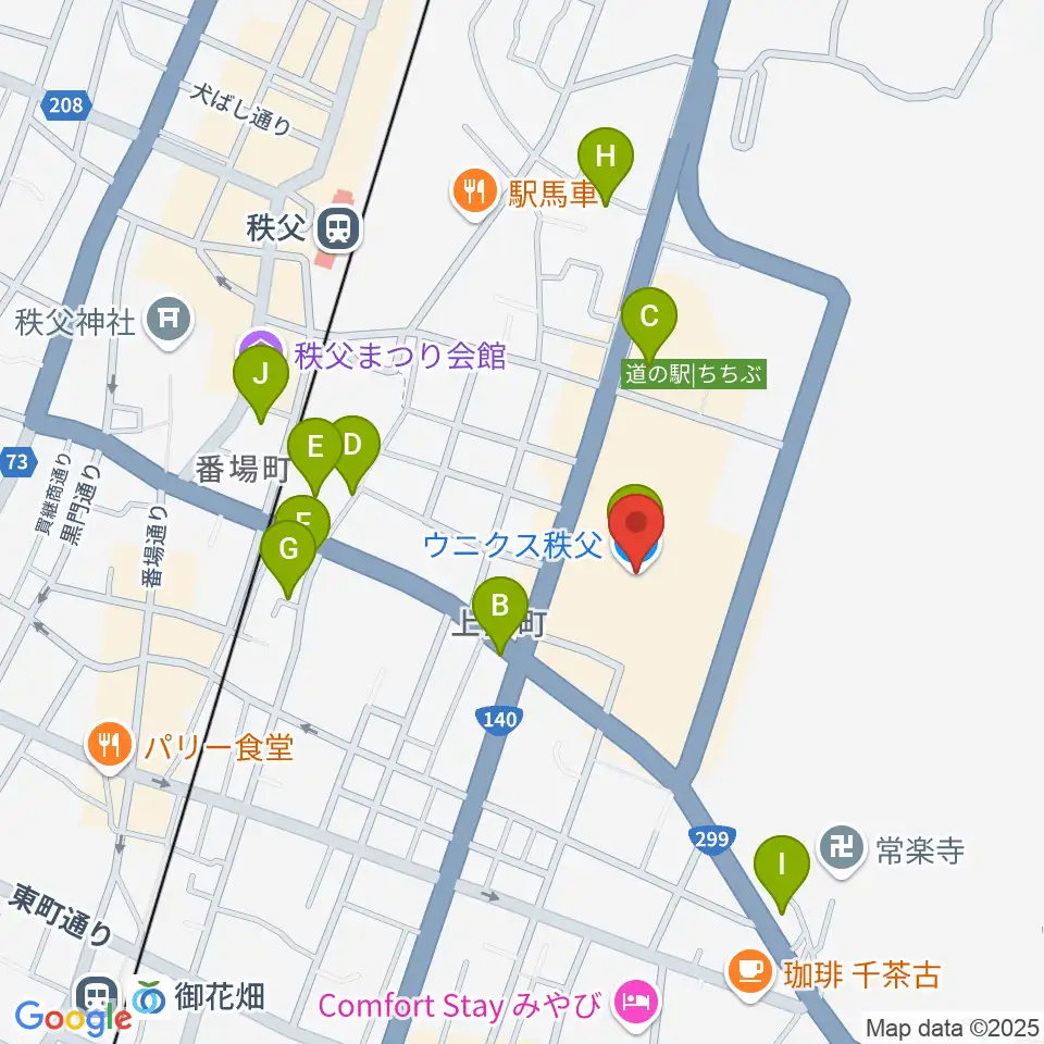 ユナイテッド・シネマ ウニクス秩父周辺の駐車場・コインパーキング一覧地図