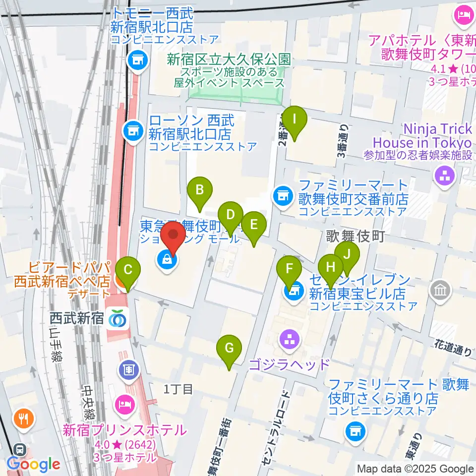 Zepp新宿周辺の駐車場・コインパーキング一覧地図