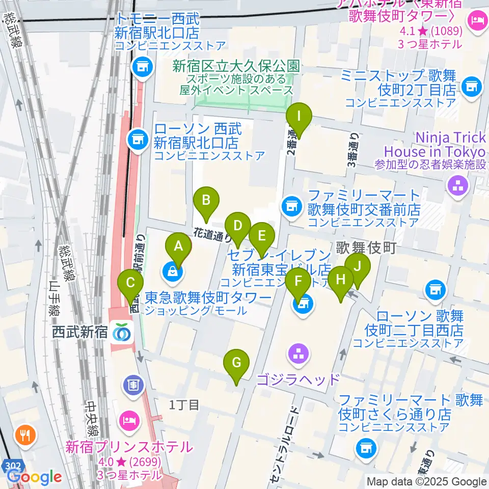 Zepp新宿周辺の駐車場・コインパーキング一覧地図