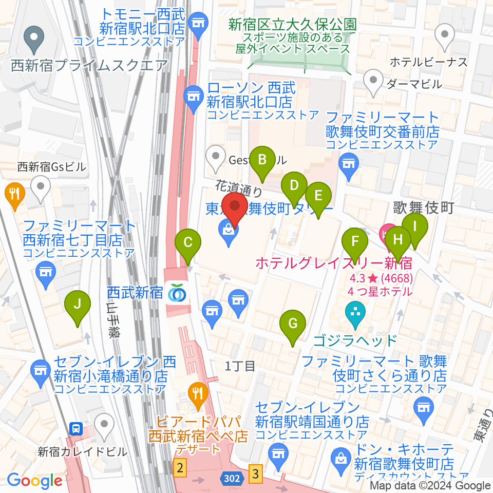 109シネマズプレミアム新宿周辺の駐車場・コインパーキング一覧地図