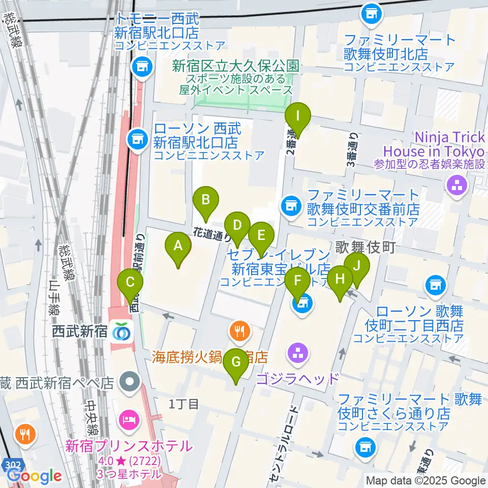 109シネマズプレミアム新宿周辺の駐車場・コインパーキング一覧地図