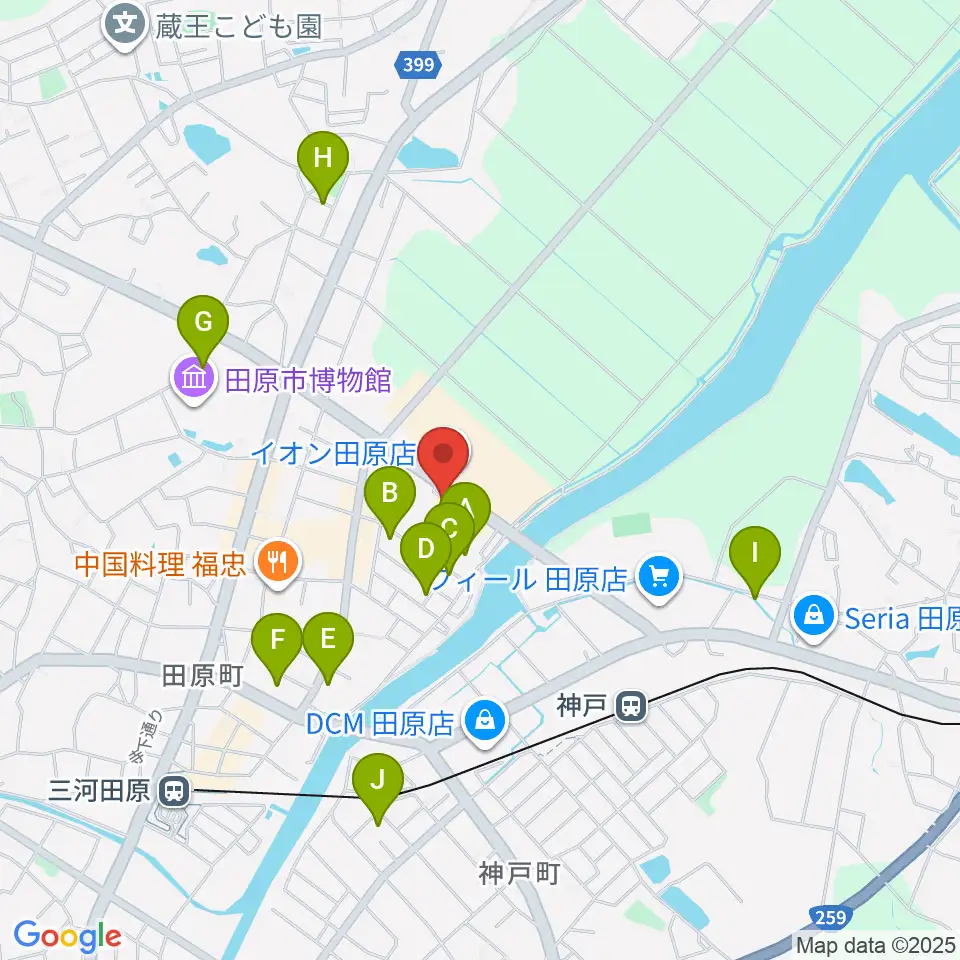 田原文化会館周辺の駐車場・コインパーキング一覧地図