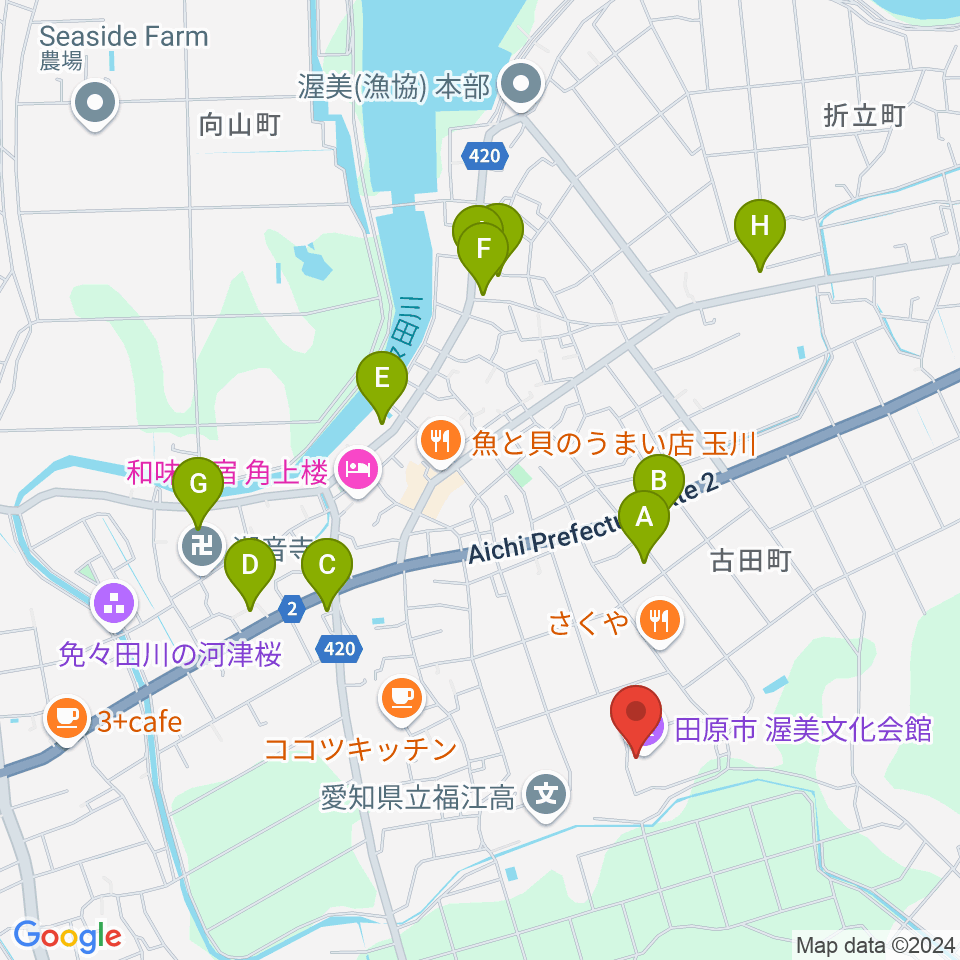 渥美文化会館周辺の駐車場・コインパーキング一覧地図