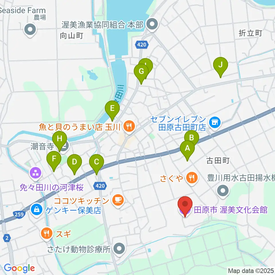 渥美文化会館周辺の駐車場・コインパーキング一覧地図