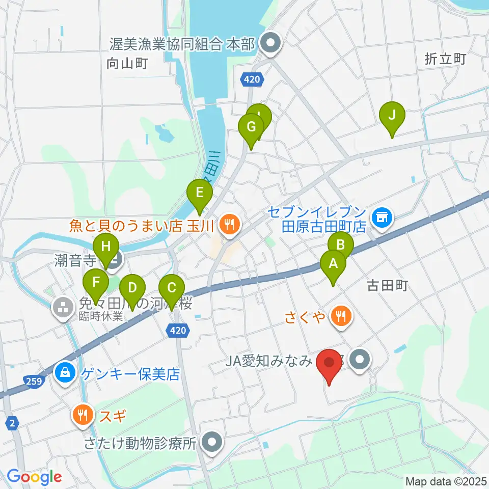 渥美文化会館周辺の駐車場・コインパーキング一覧地図