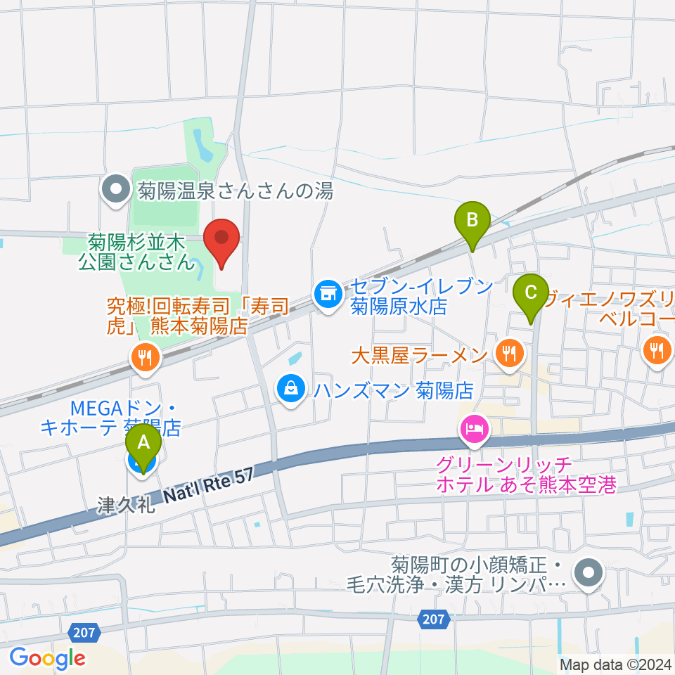 菊陽町図書館ホール周辺の駐車場・コインパーキング一覧地図