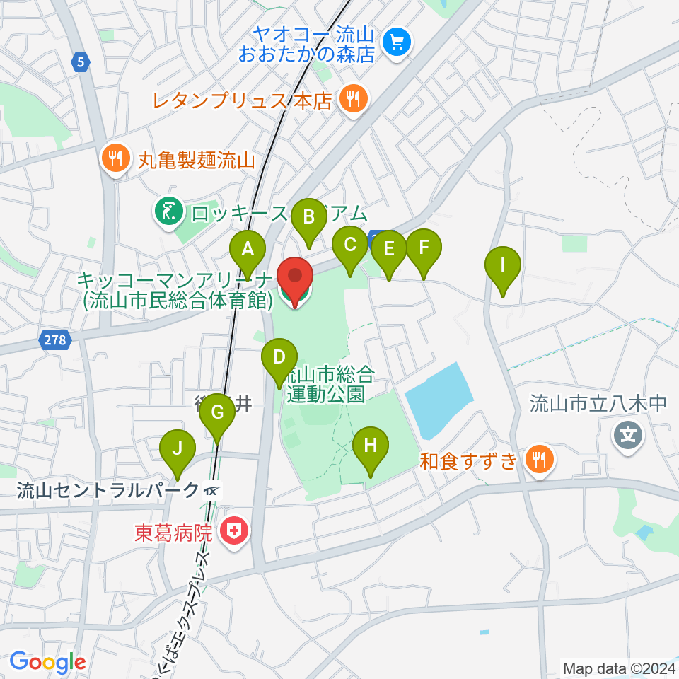 キッコーマンアリーナ周辺の駐車場・コインパーキング一覧地図