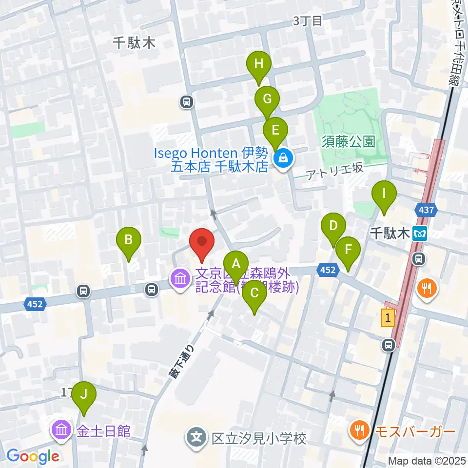 団子坂スタジオ周辺の駐車場・コインパーキング一覧地図