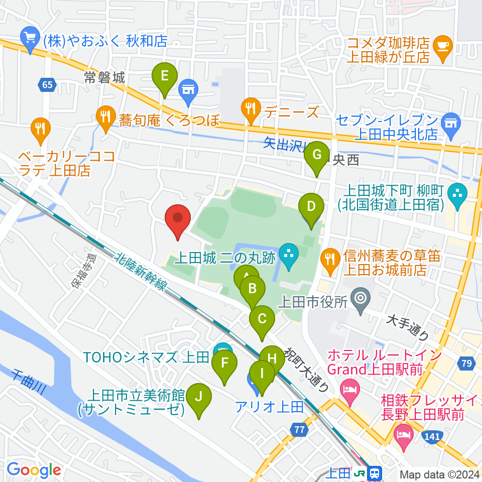 上田城跡公園体育館周辺の駐車場・コインパーキング一覧地図