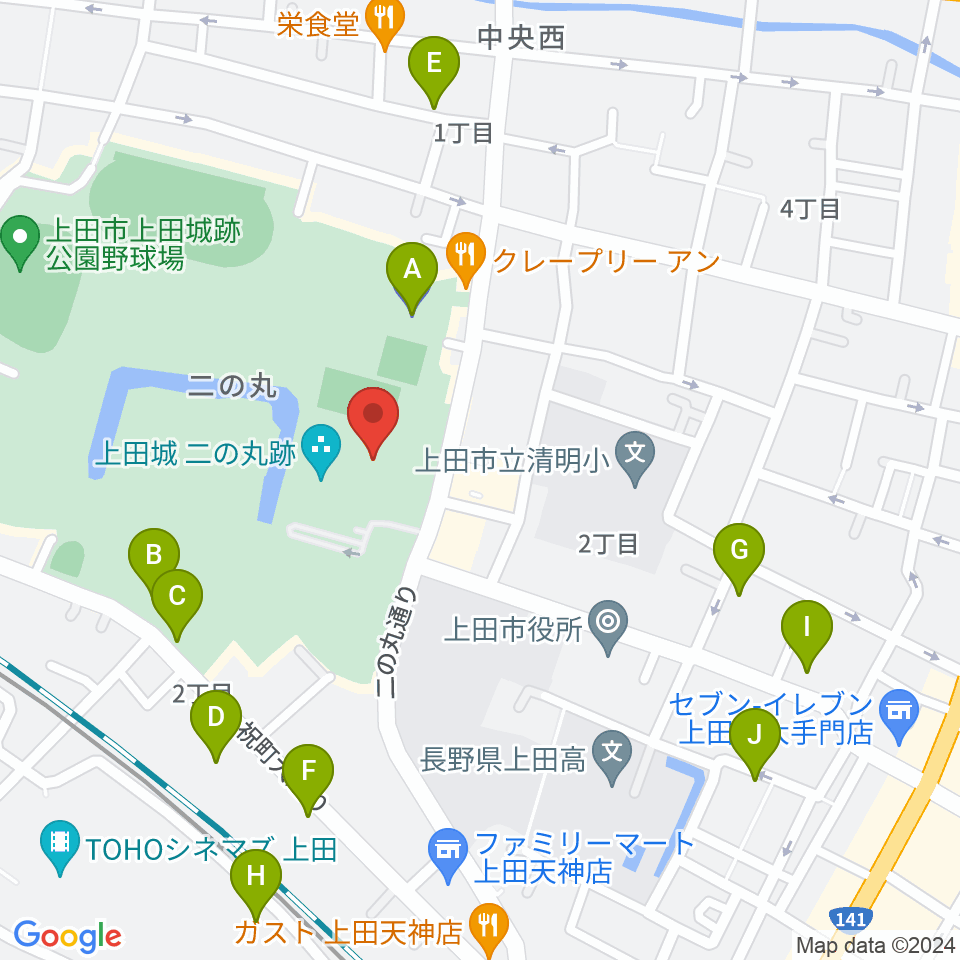 上田市立博物館周辺の駐車場・コインパーキング一覧地図