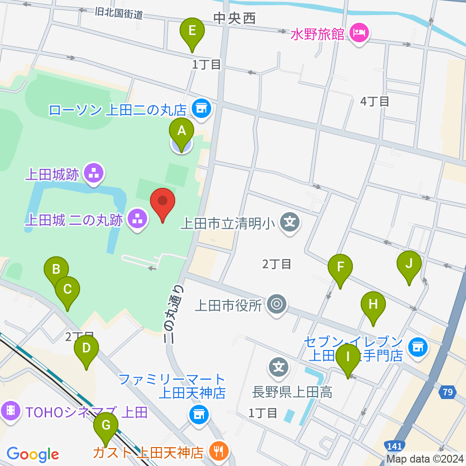 上田市立博物館周辺の駐車場・コインパーキング一覧地図