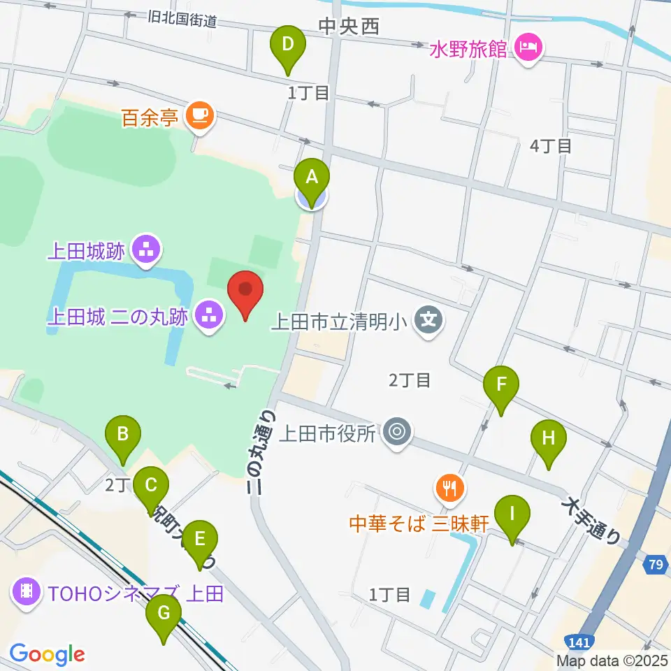 上田市立博物館周辺の駐車場・コインパーキング一覧地図