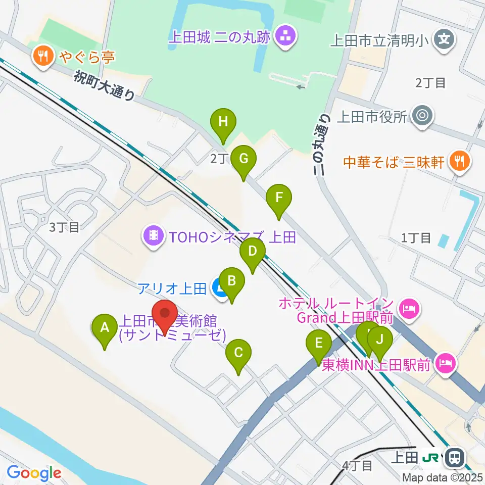 サントミューゼ 上田市立美術館周辺の駐車場・コインパーキング一覧地図