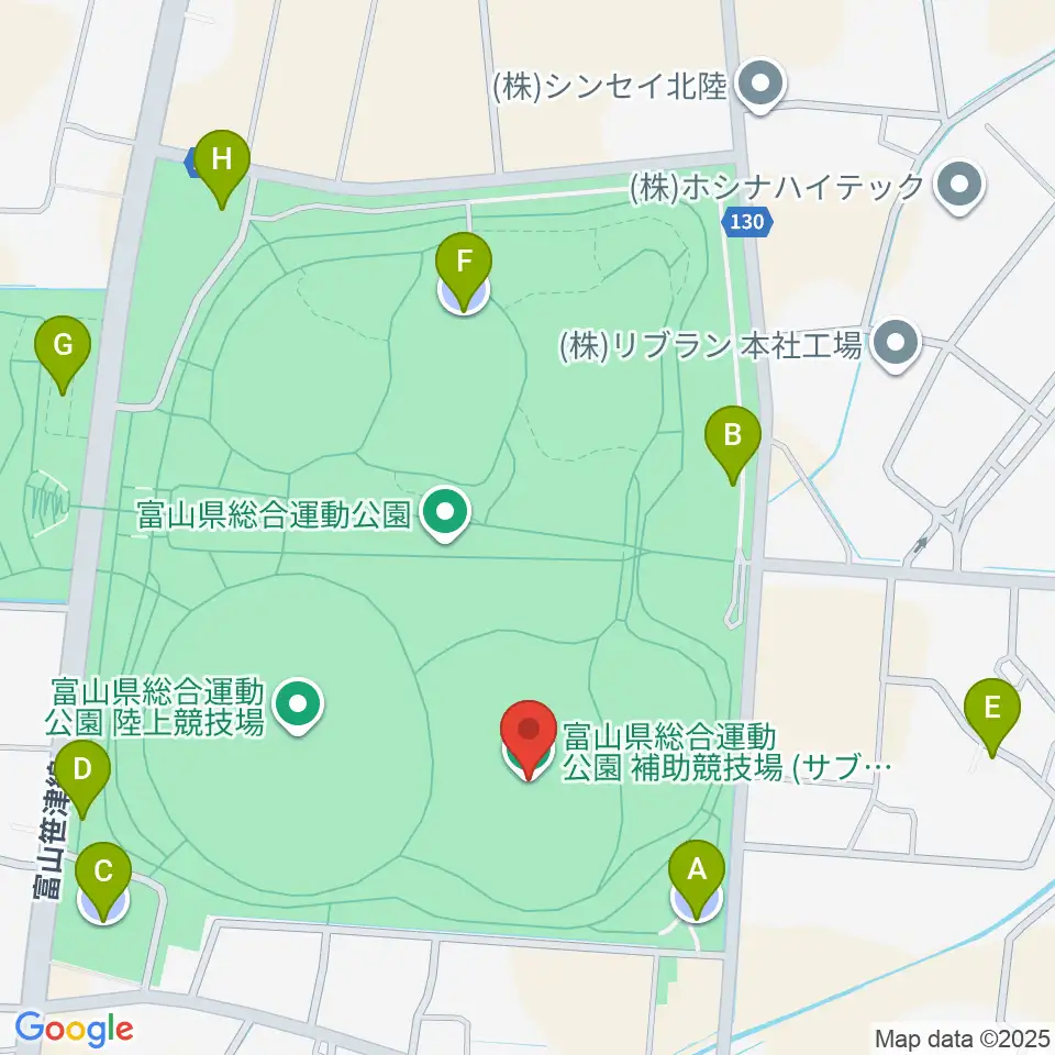 富山県総合運動公園補助競技場周辺の駐車場・コインパーキング一覧地図