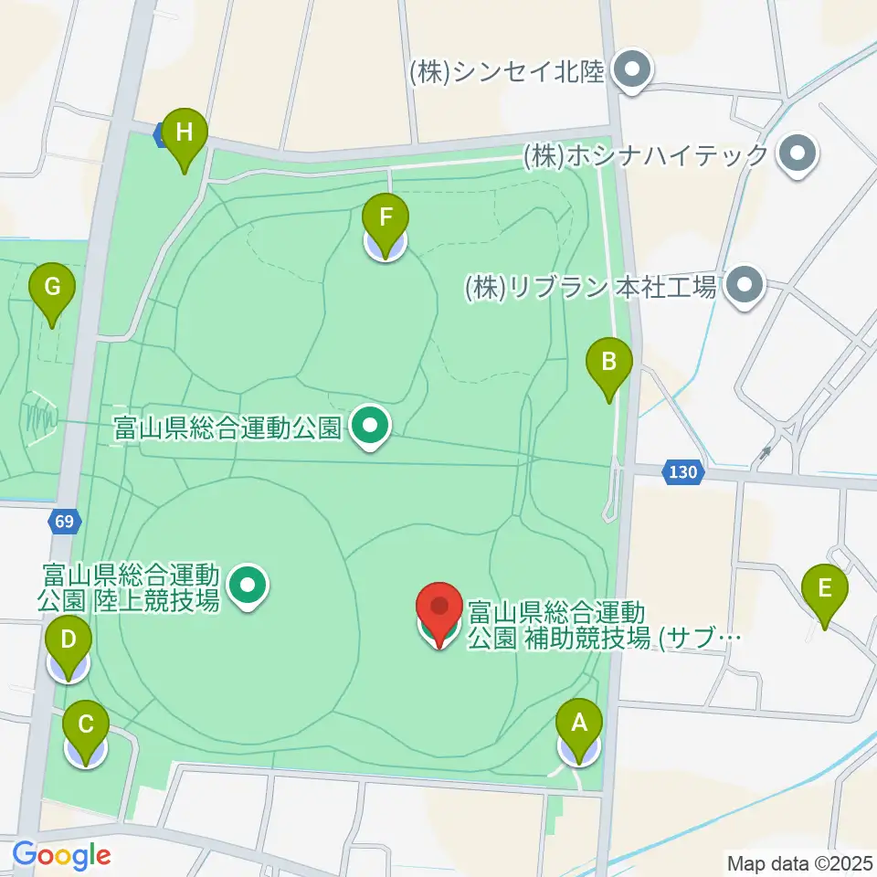 富山県総合運動公園補助競技場周辺の駐車場・コインパーキング一覧地図