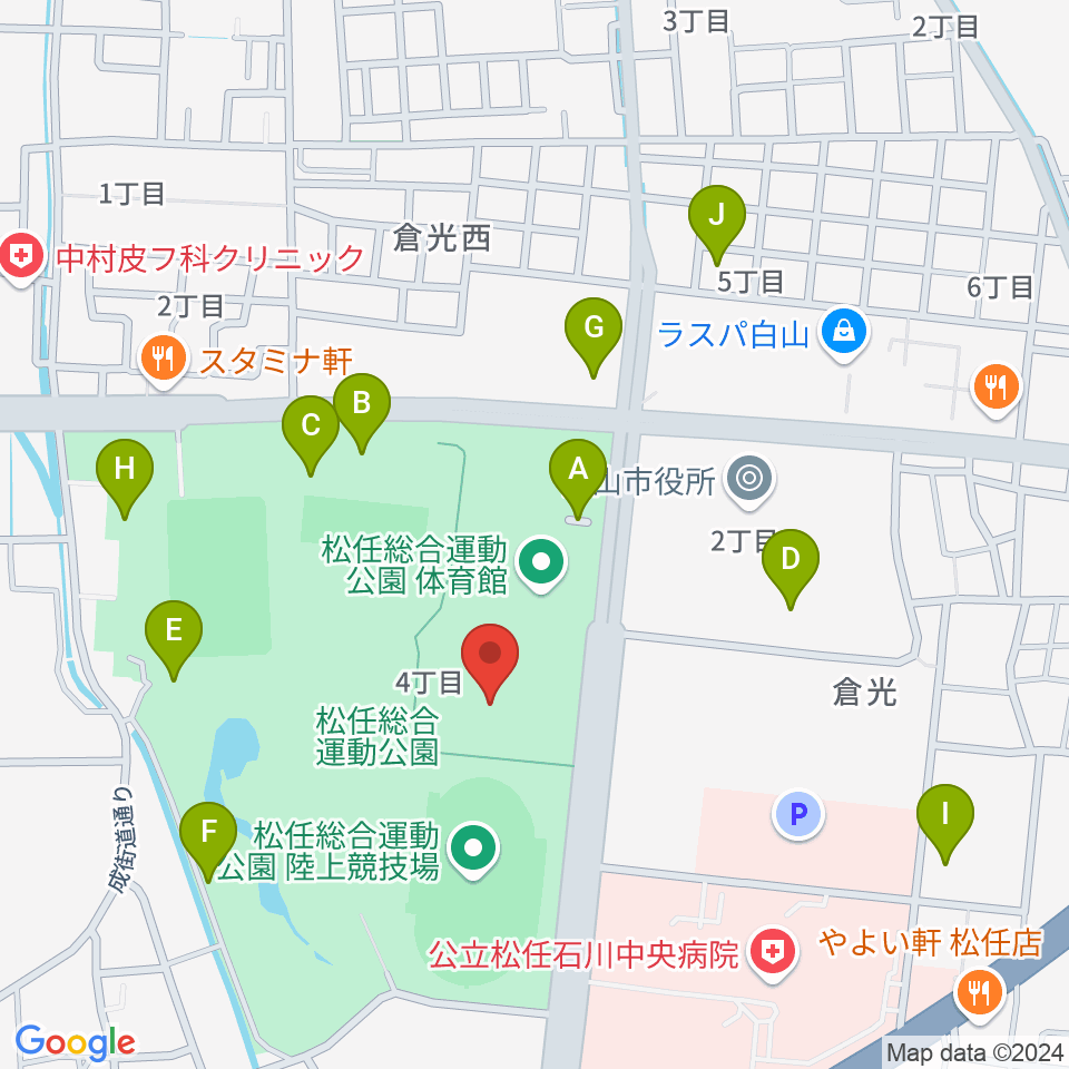 松任総合運動公園水泳プール周辺の駐車場・コインパーキング一覧地図