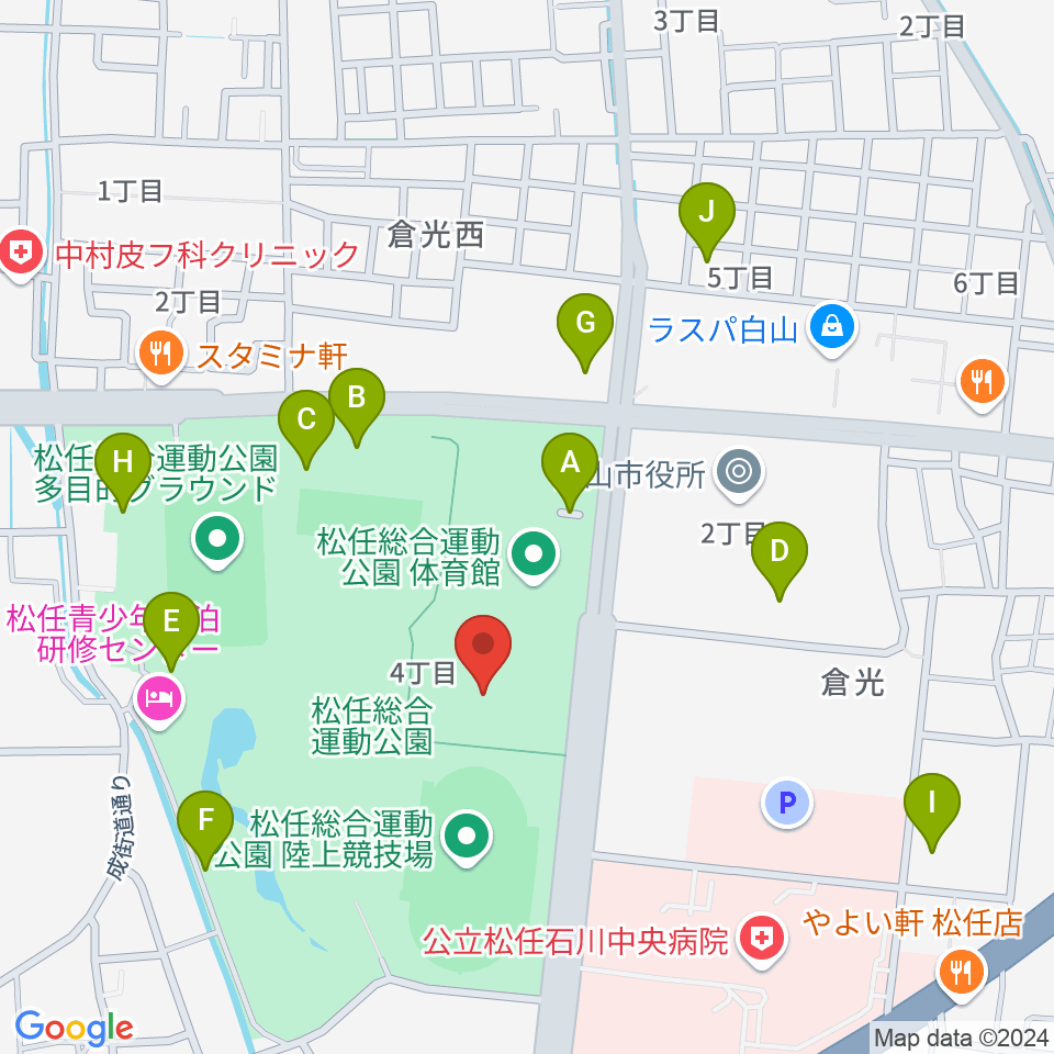 松任総合運動公園水泳プール周辺の駐車場・コインパーキング一覧地図