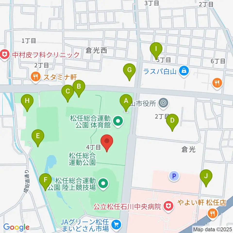 松任総合運動公園水泳プール周辺の駐車場・コインパーキング一覧地図