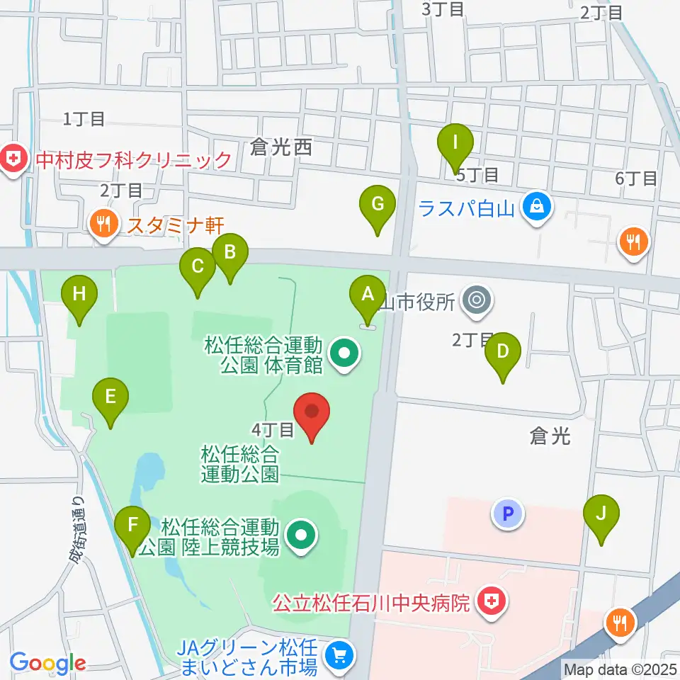 松任総合運動公園水泳プール周辺の駐車場・コインパーキング一覧地図