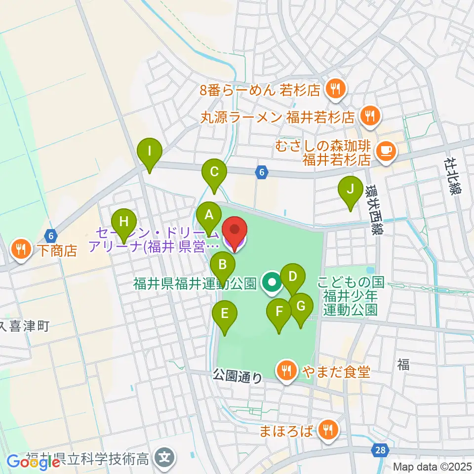 セーレン・ドリームアリーナ周辺の駐車場・コインパーキング一覧地図