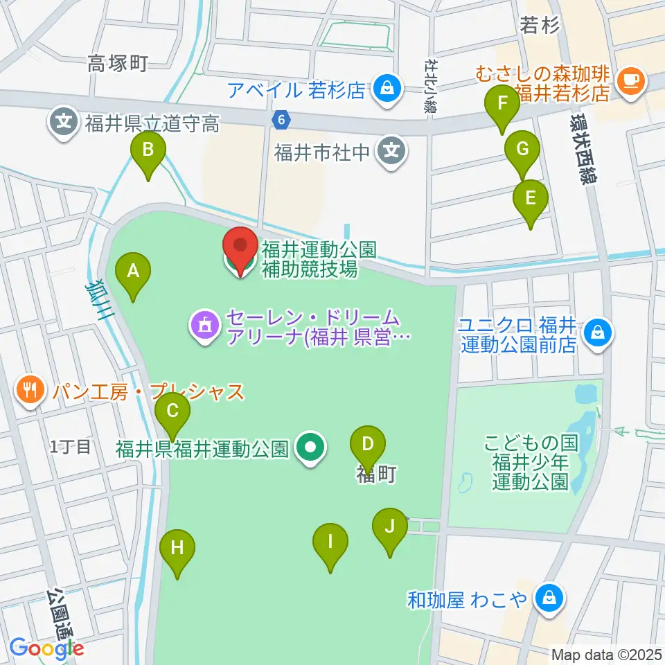福井運動公園補助競技場周辺の駐車場・コインパーキング一覧地図