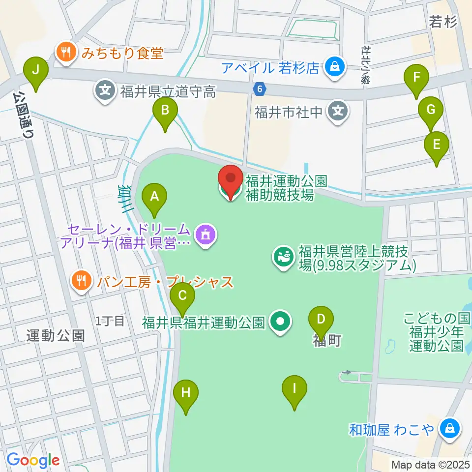 福井運動公園補助競技場周辺の駐車場・コインパーキング一覧地図