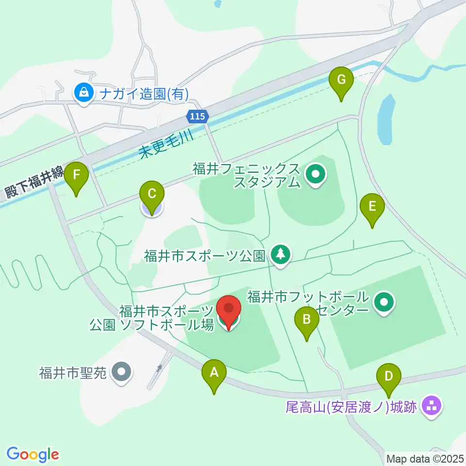 福井市スポーツ公園サッカー・ラグビー場周辺の駐車場・コインパーキング一覧地図